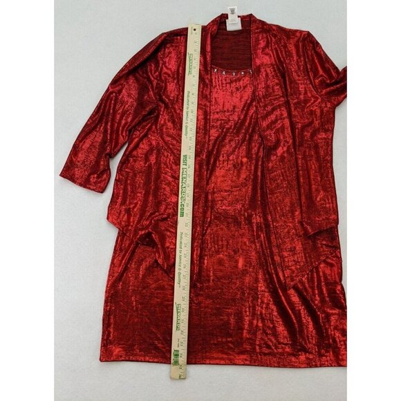 Ruby Rd Women's Dress Size L Red Metallic Shimmer 2-For Shift - Picture 7 of 12